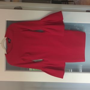 Women's Lulus XS Red dress with Bell Sleeve Interview Dress Bodycon